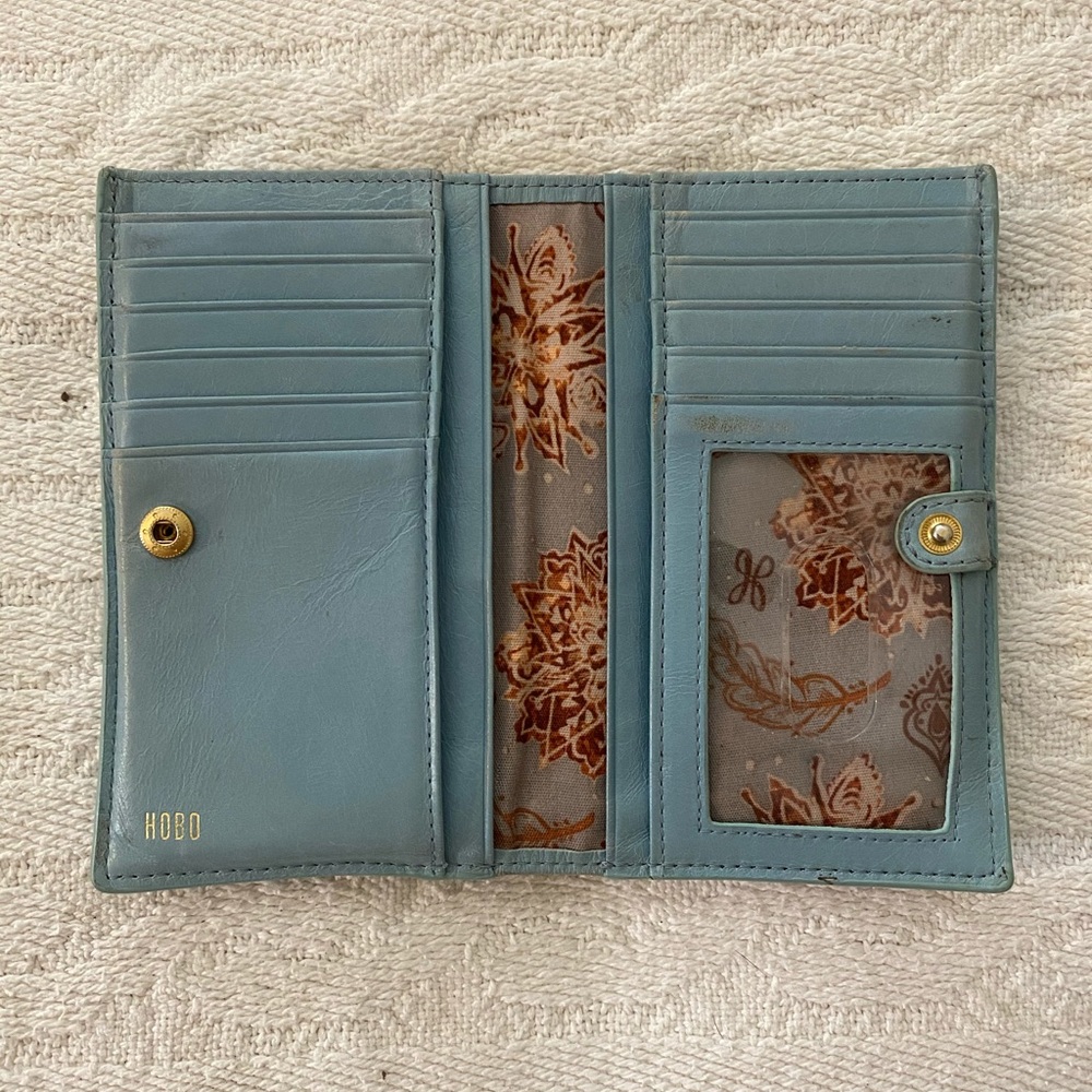 Hobo Small light blue leather wallet